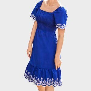 Gymboree Womens XS Eyelit Cotton Poplin Tiers Blue Belle Dress NWT Spring Easter